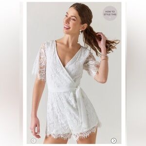 Elegant White Lace Wrap Romper
